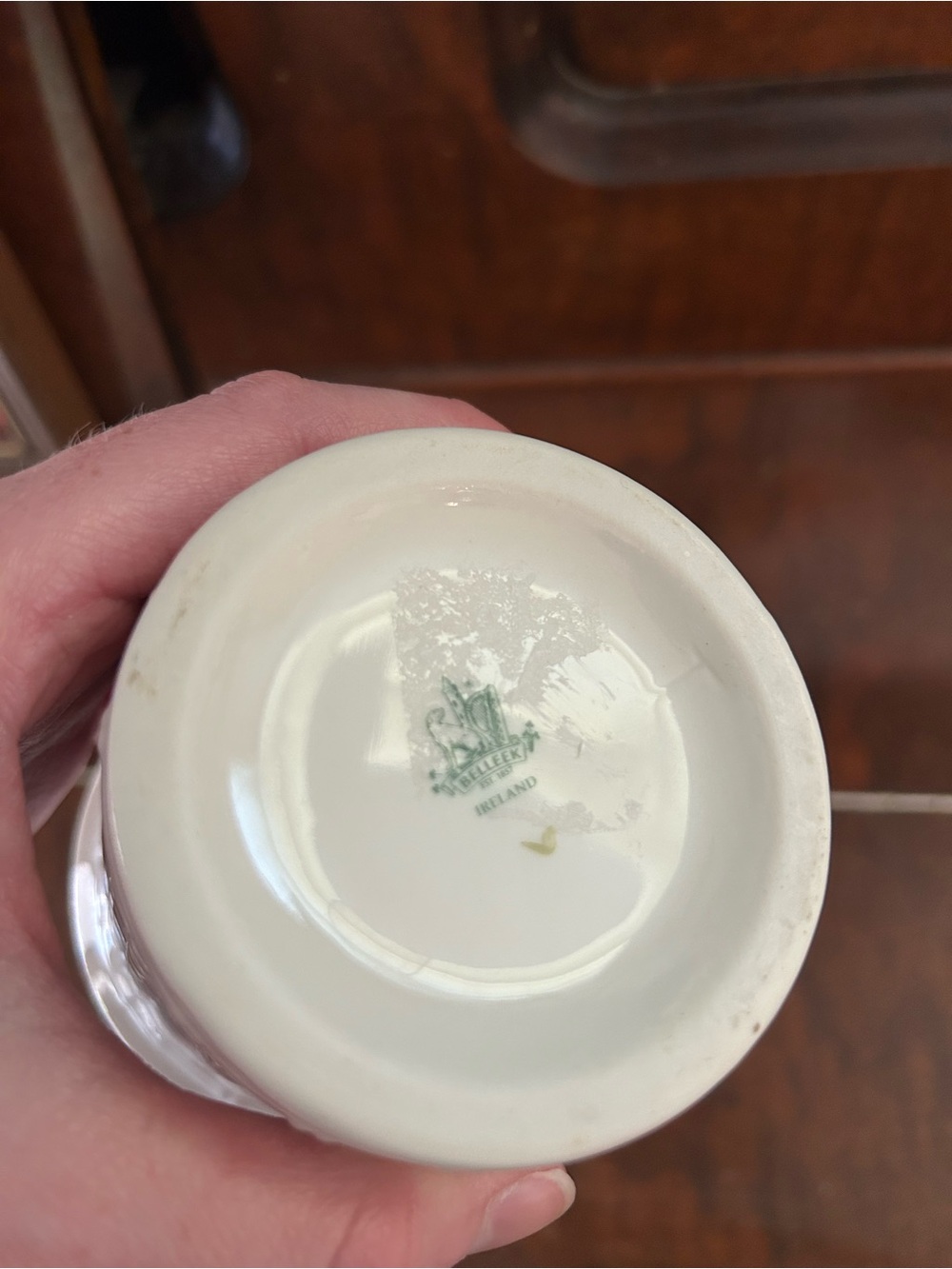 Belleek White Porcelain Clover Relief Mug - Picture 4 of 4